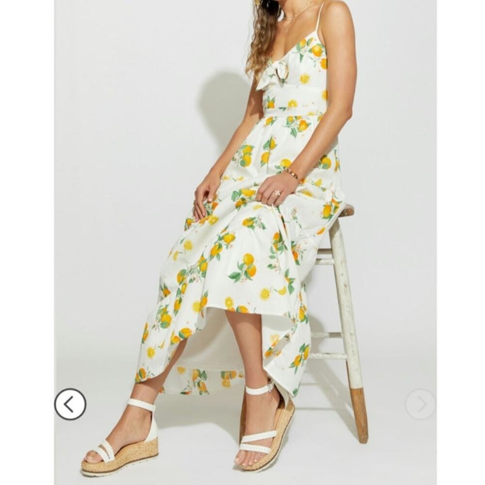 Mi Ami Francesca's Giana Orange Fruit Print White Maxi Dress Boho Chic Summer M - Picture 11 of 16
